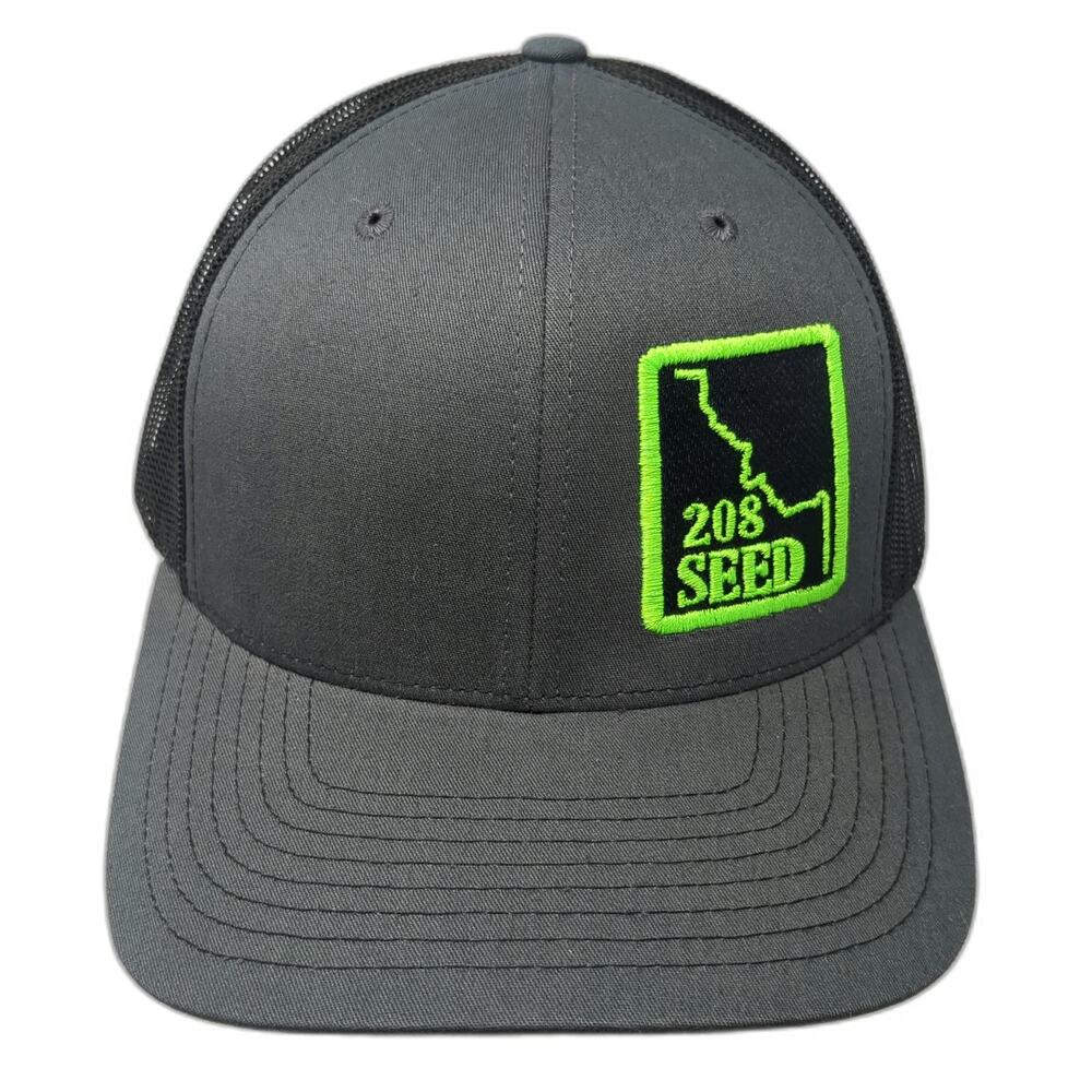 Richardson Trucker Hat Gray One Size 208 Seed Idaho Patch Snapback Mesh Cap Logo